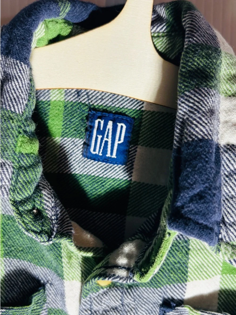 GAP Navy Green Plaid Button-Down Shirt for Kids size XXS